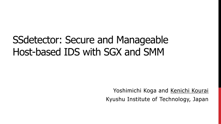 ssdetector secure and manageable host based