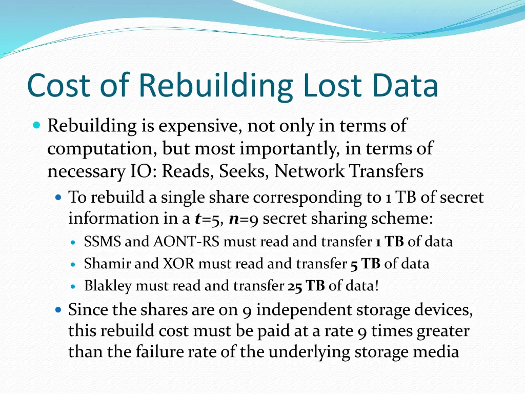 cost of rebuilding lost data