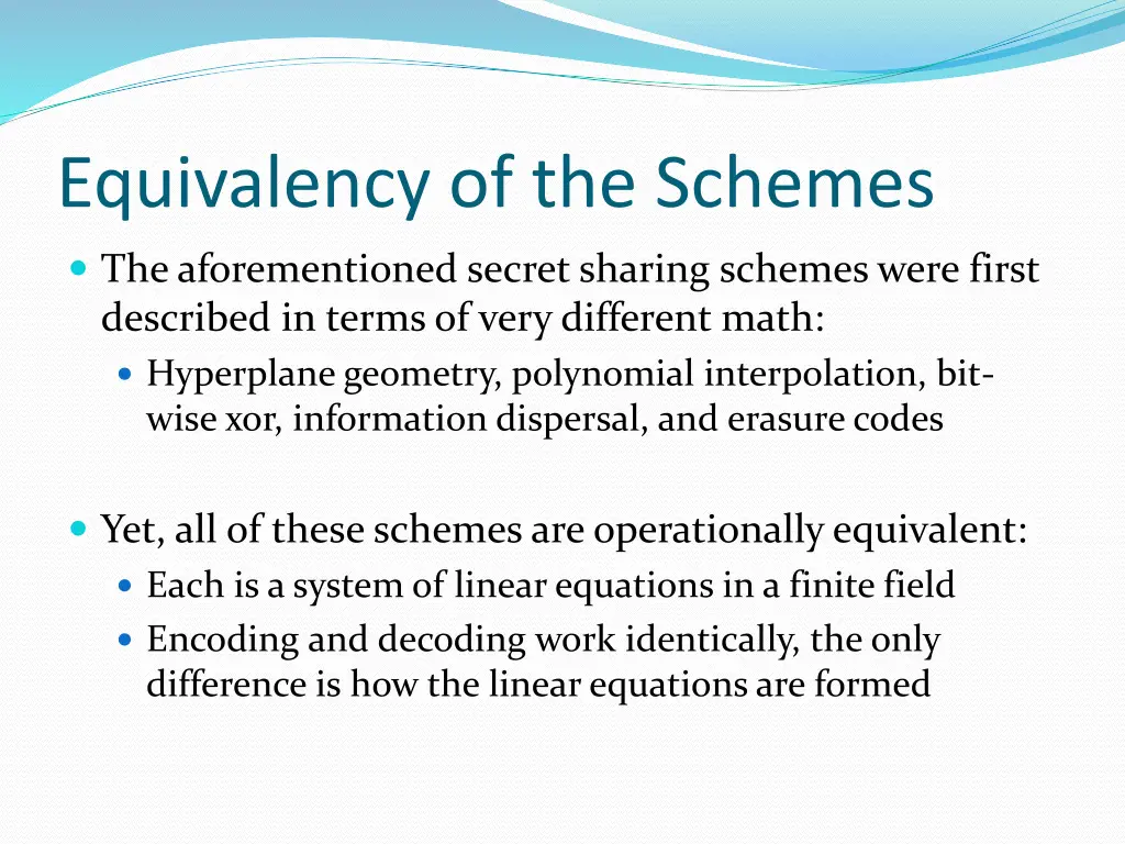equivalency of the schemes