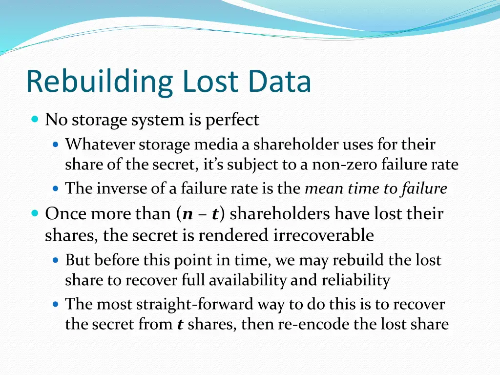 rebuilding lost data