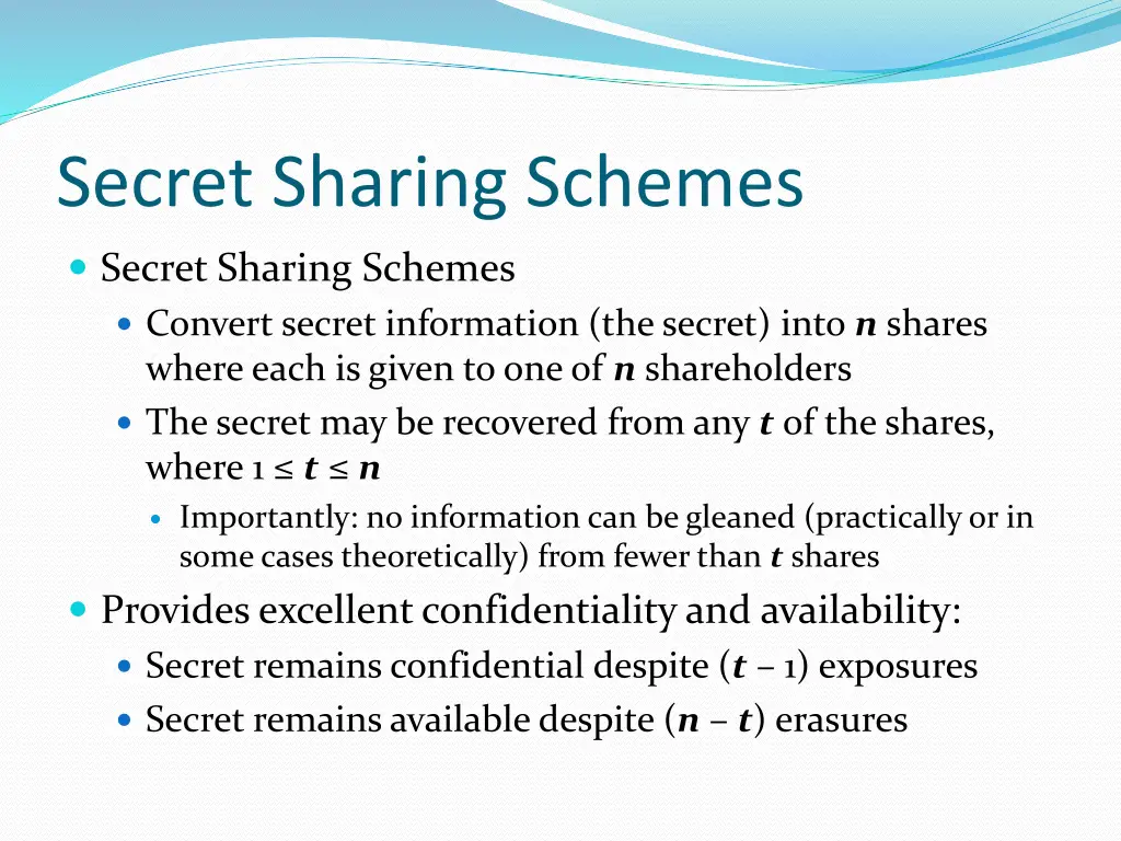 secret sharing schemes