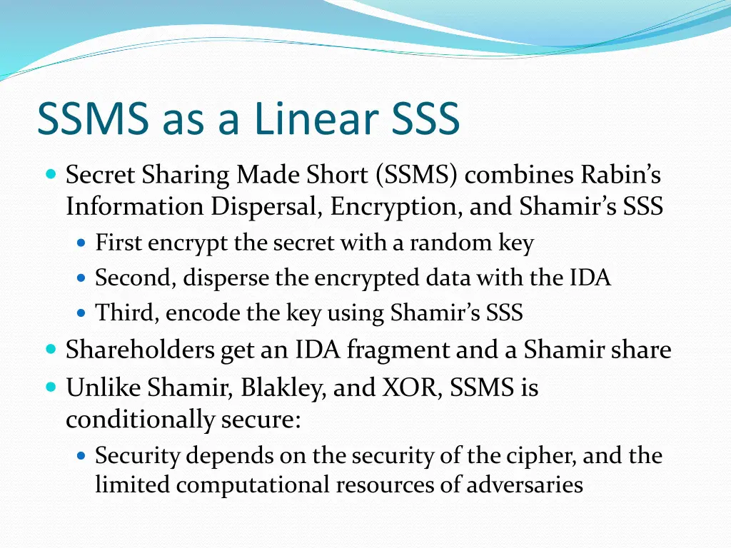 ssms as a linear sss