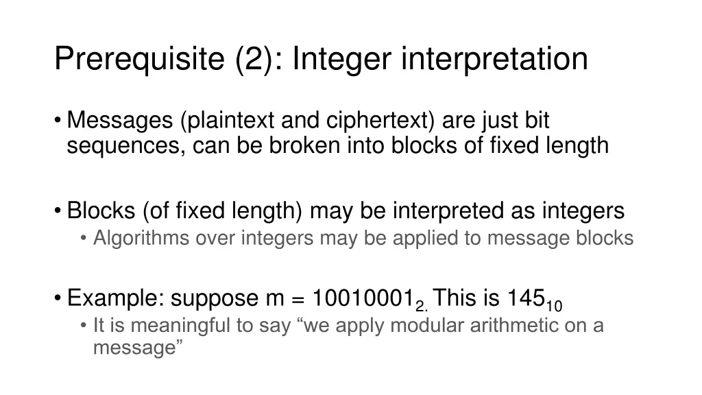 prerequisite 2 integer interpretation