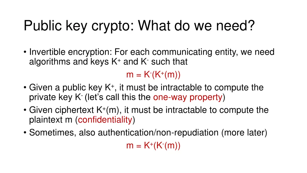 public key crypto what do we need