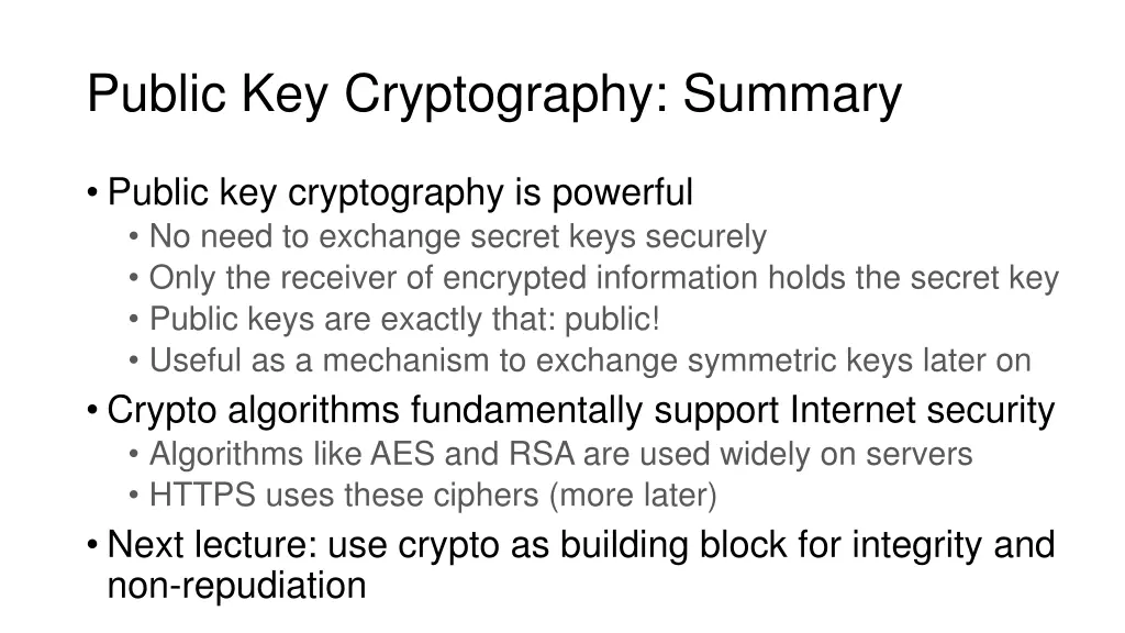 public key cryptography summary