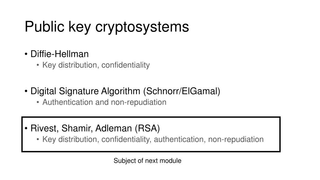 public key cryptosystems