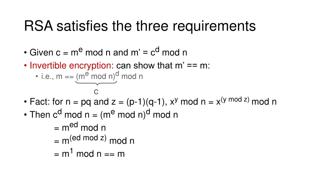 rsa satisfies the three requirements