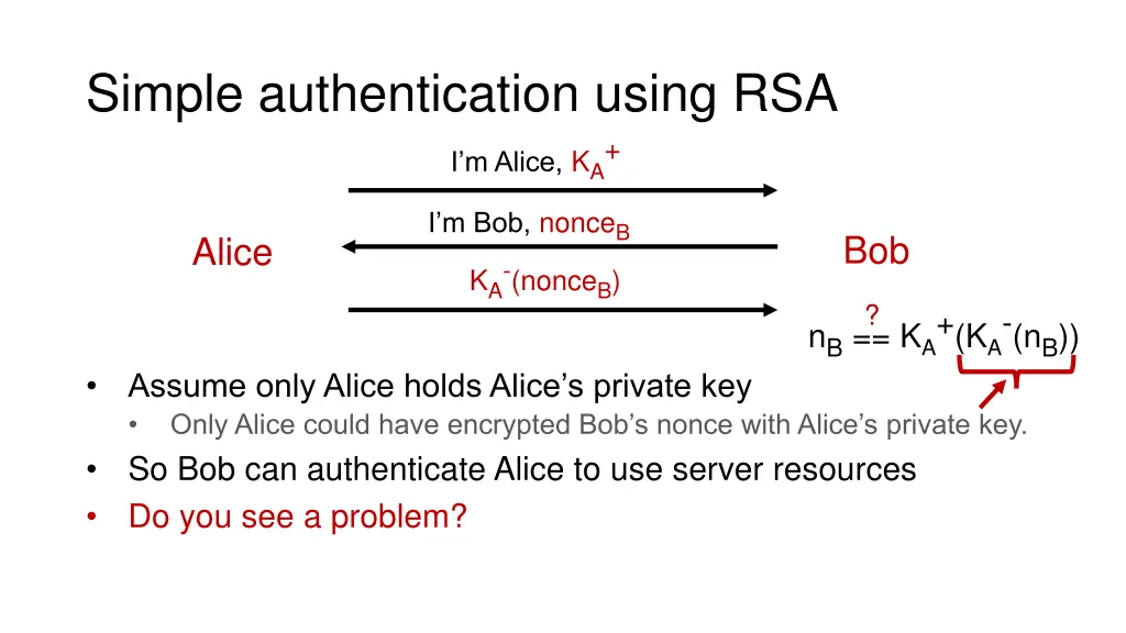 simple authentication using rsa i m alice k a 1