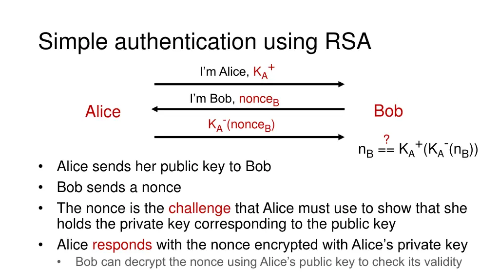 simple authentication using rsa i m alice k a