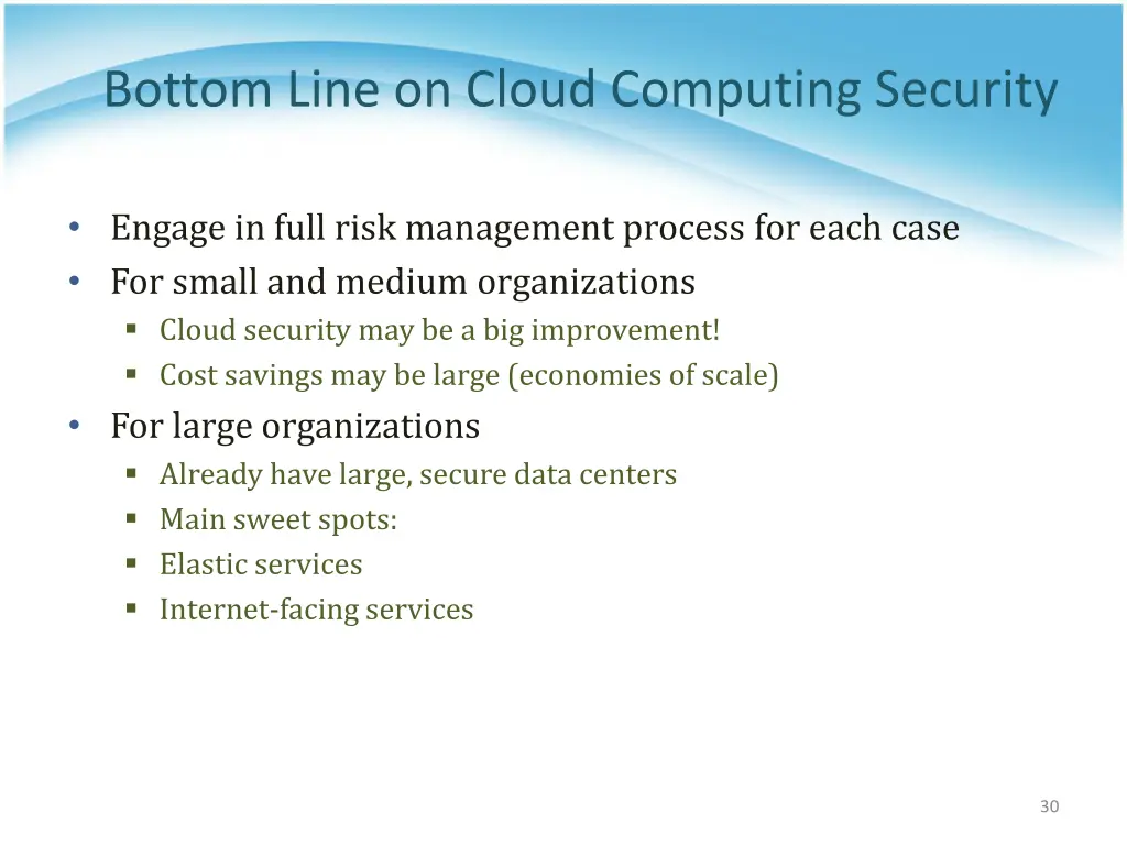 bottom line on cloud computing security