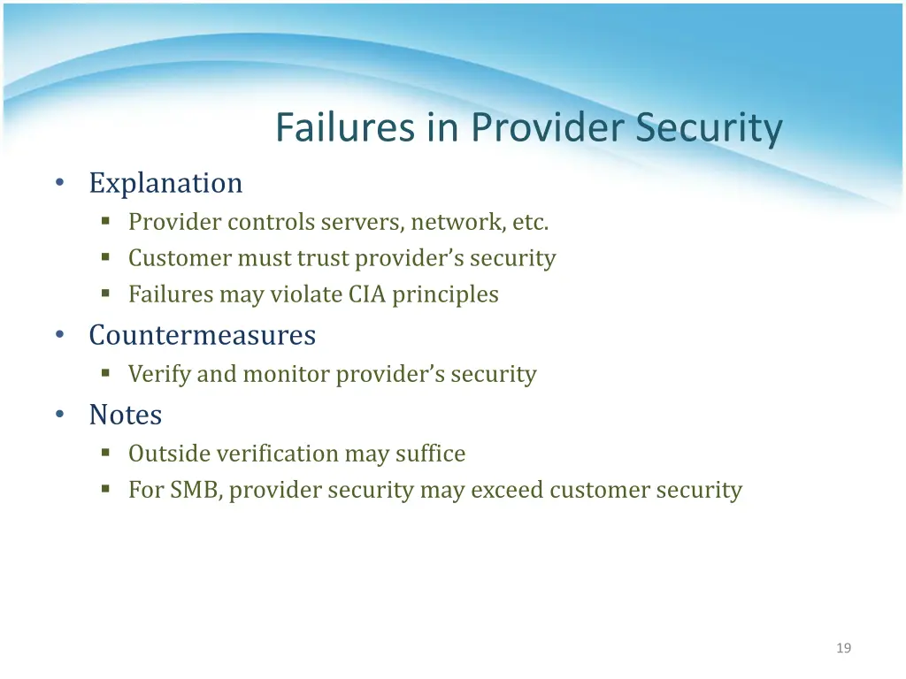 failures in provider security