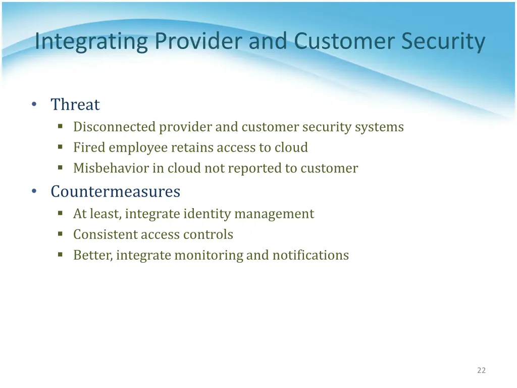 integrating provider and customer security
