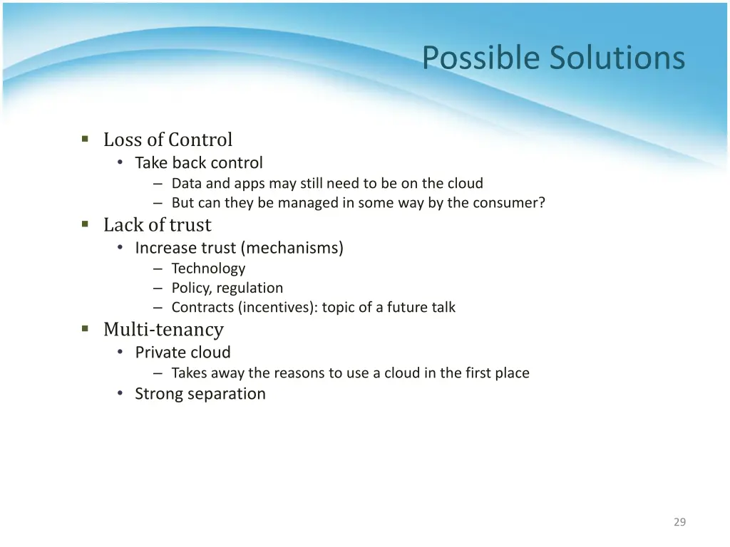 possible solutions