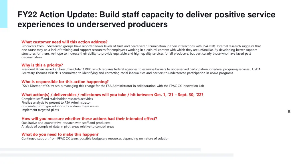 fy22 action update build staff capacity