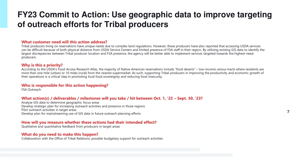 fy23 commit to action use geographic data