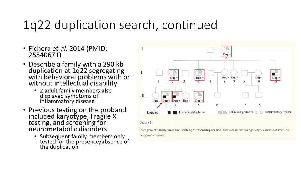 1q22 duplication search continued