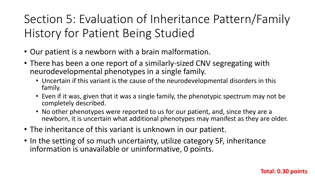 section 5 evaluation of inheritance pattern