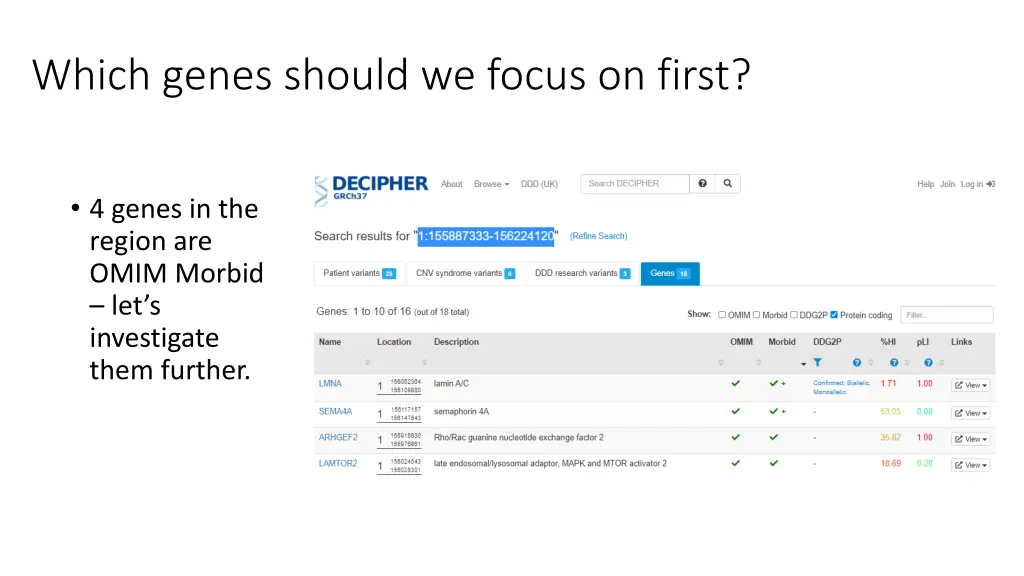 which genes should we focus on first