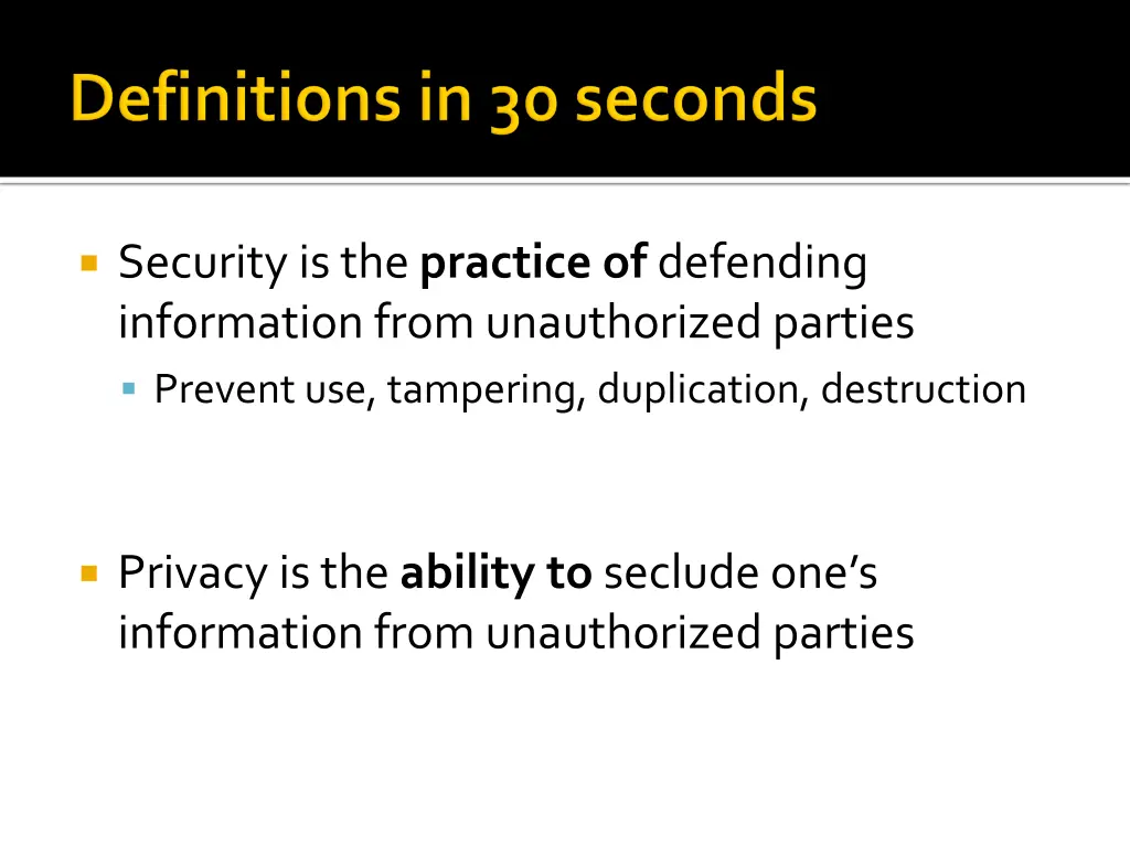 security is the practice of defending information