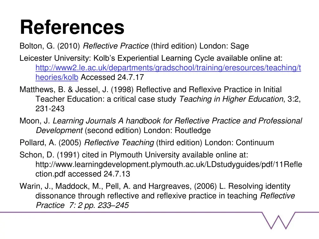 references bolton g 2010 reflective practice