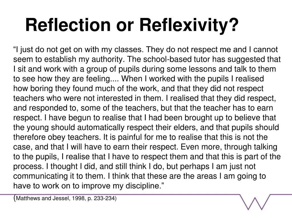 reflection or reflexivity
