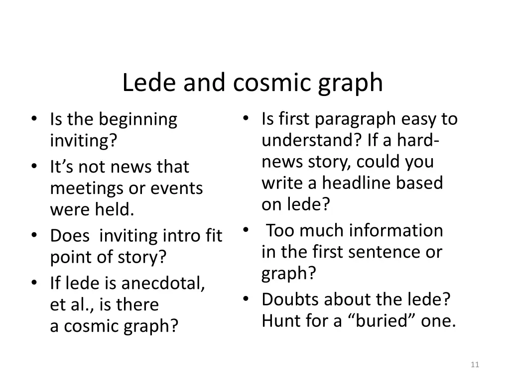 lede and cosmic graph is the beginning inviting
