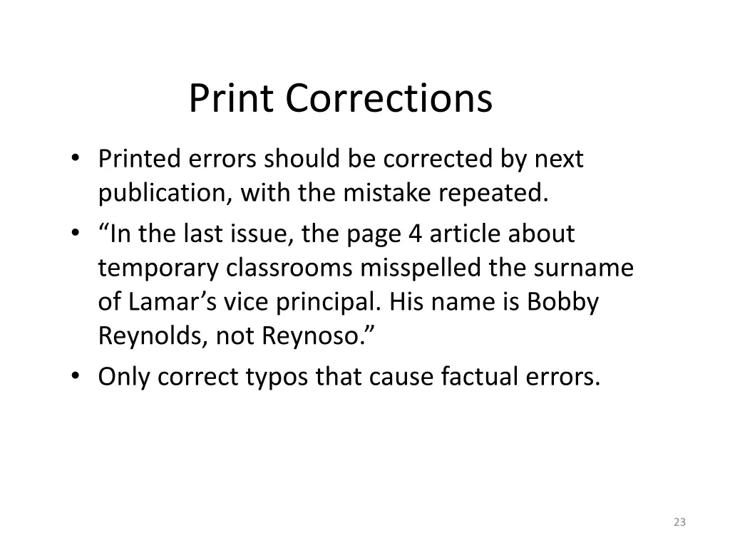 print corrections