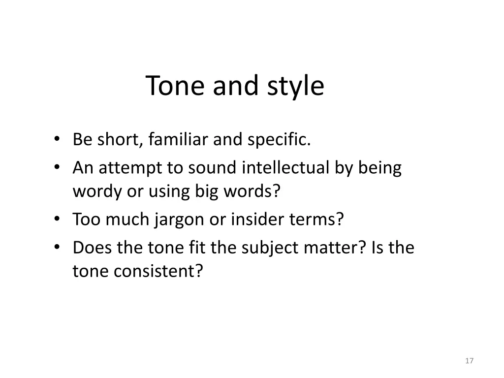 tone and style
