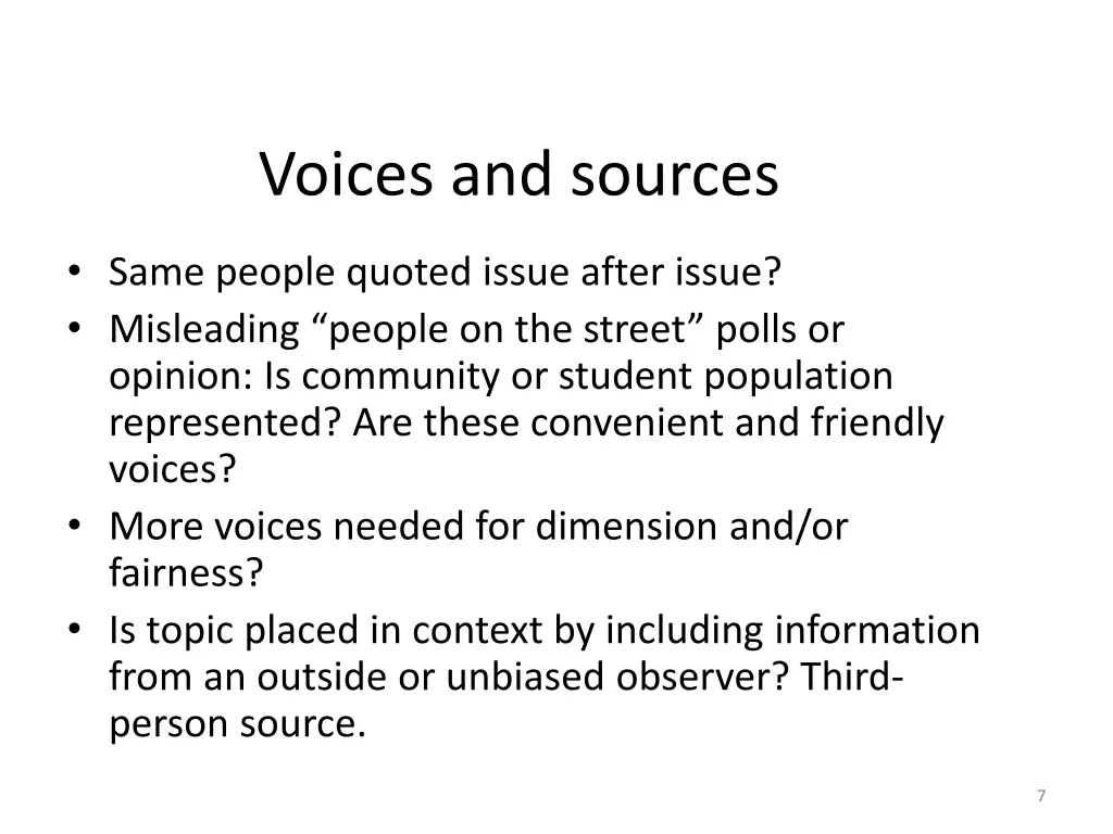 voices and sources