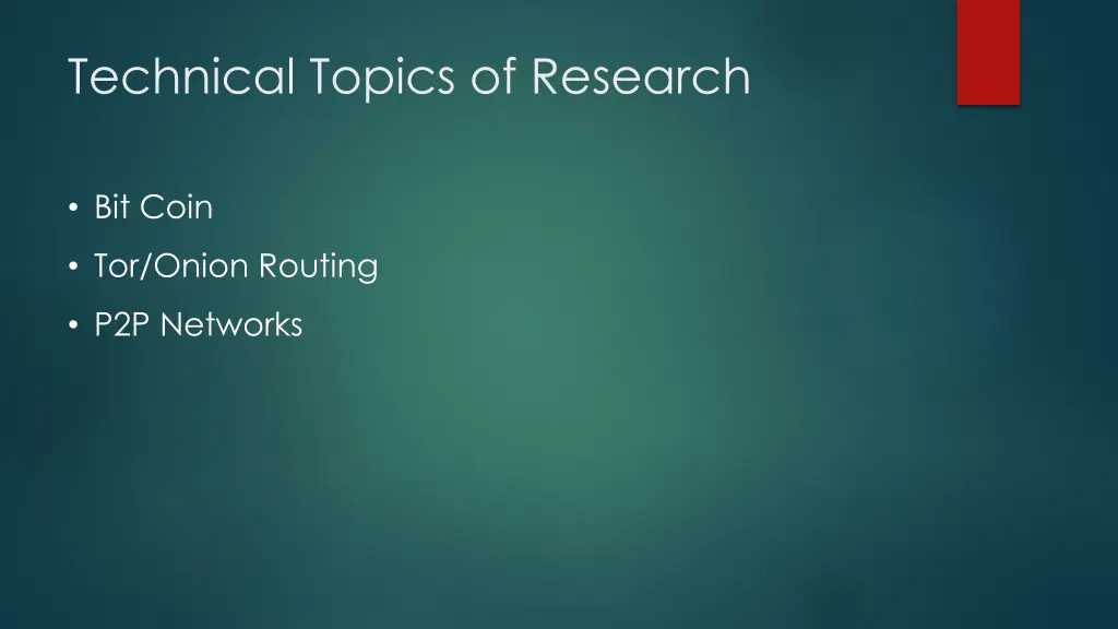 technical topics of research