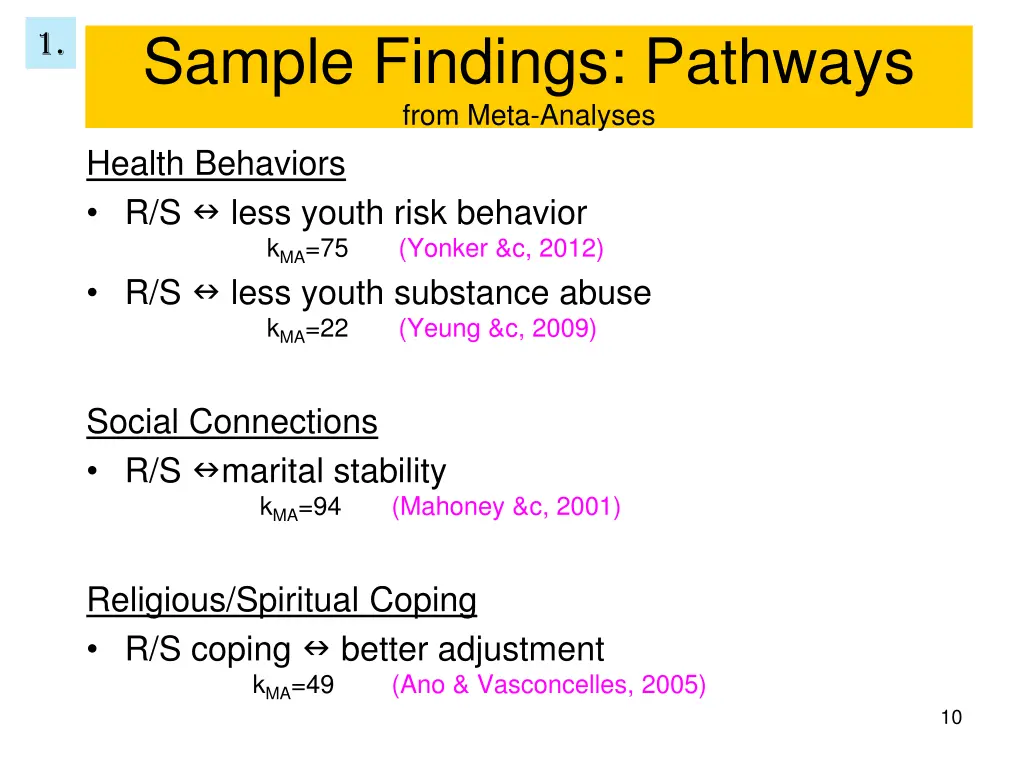 sample findings pathways from meta analyses