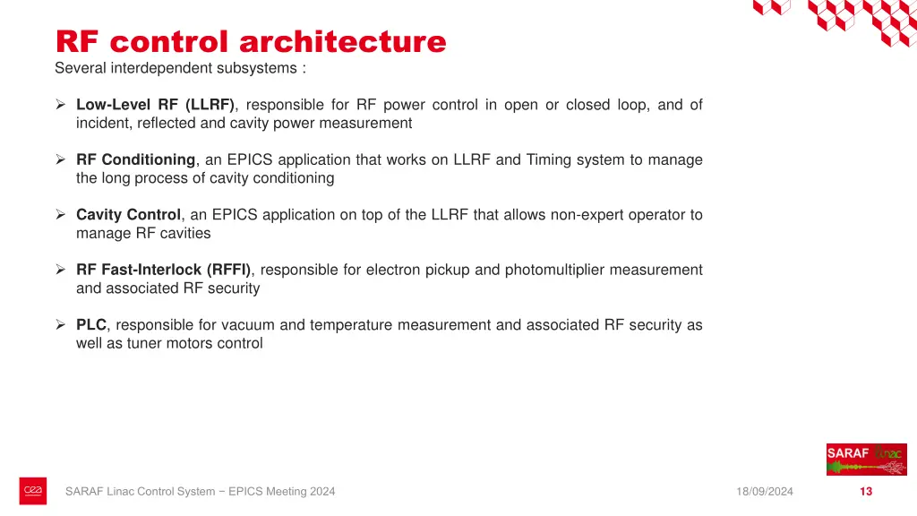 rf control architecture several interdependent