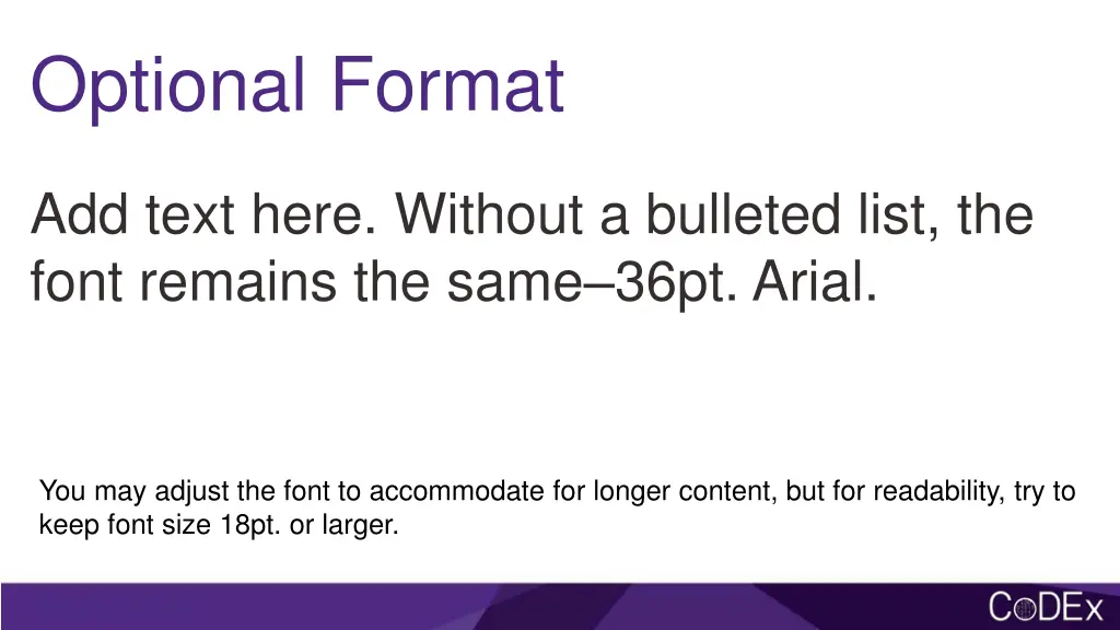 optional format