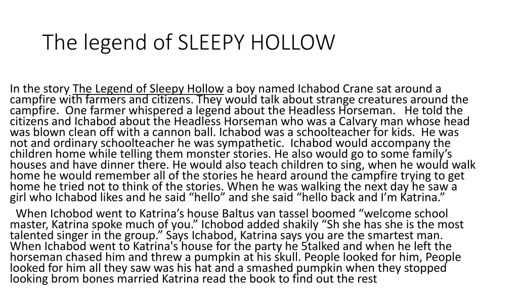 the legend of sleepy hollow