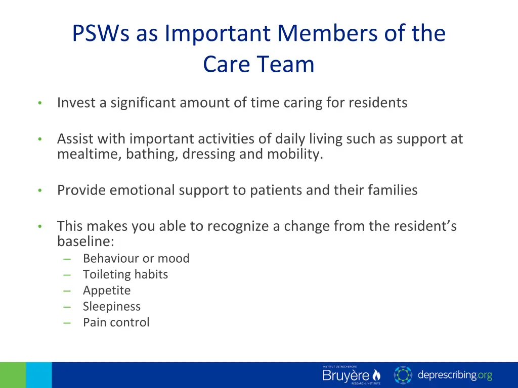 psws as important members of the care team