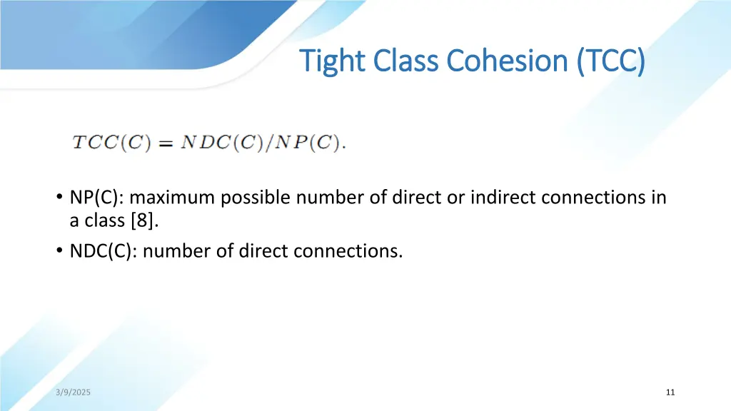 tight class cohesion tcc tight class cohesion tcc