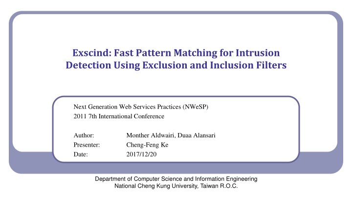 exscind fast pattern matching for intrusion