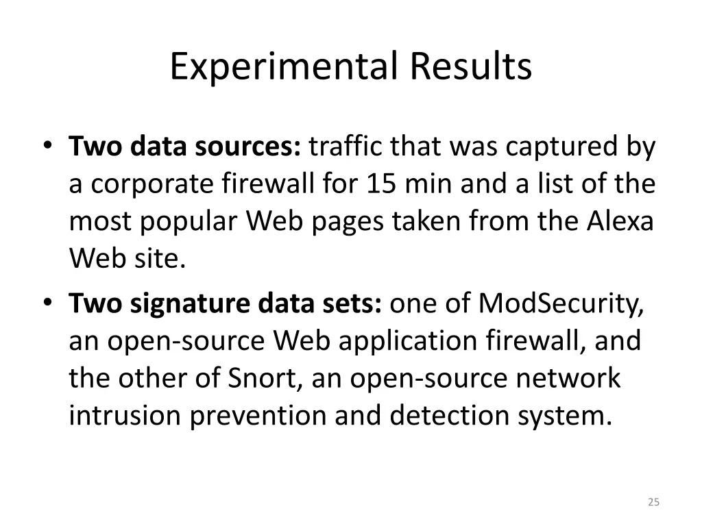 experimental results