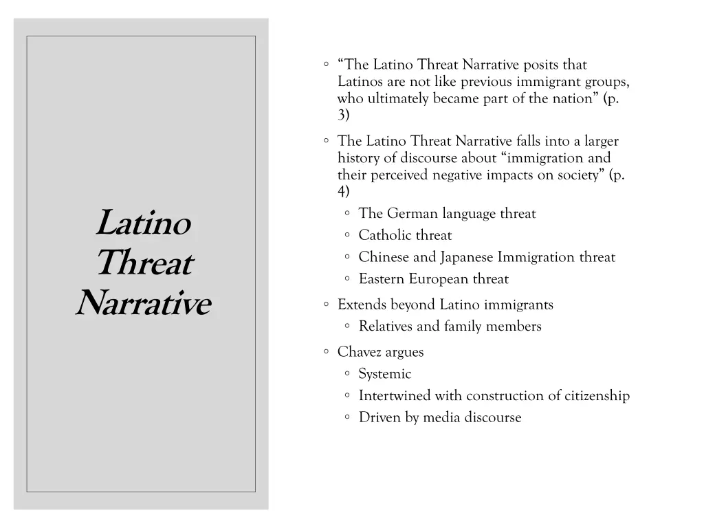 the latino threat narrative posits that latinos