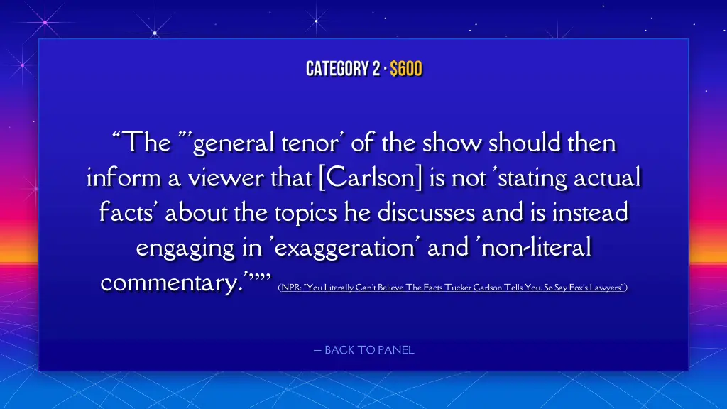 the general tenor of the show should then inform