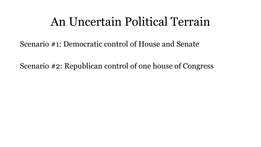an uncertain political terrain