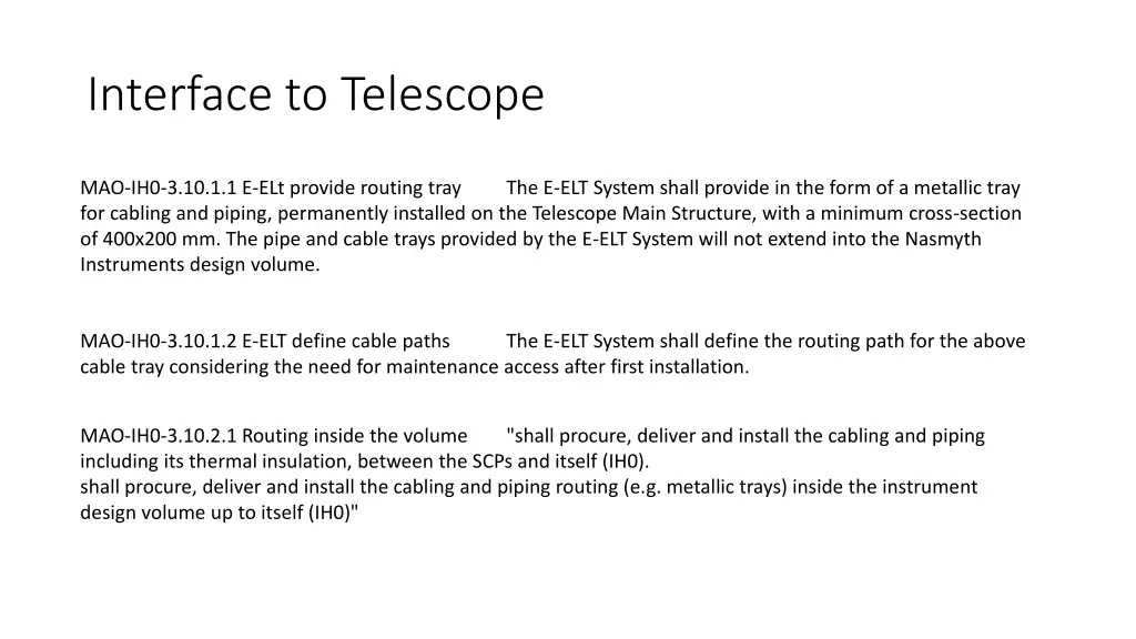 interface to telescope