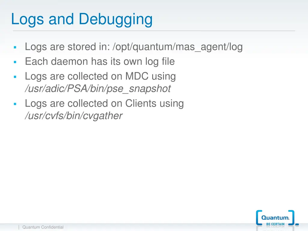 logs and debugging