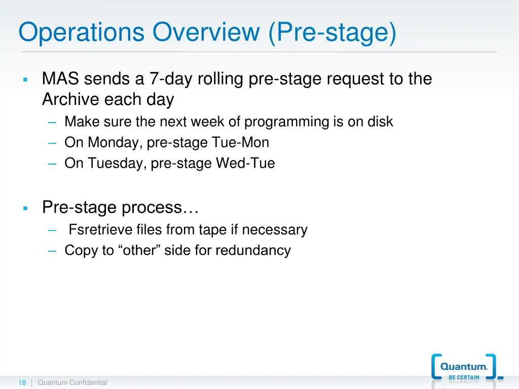 operations overview pre stage