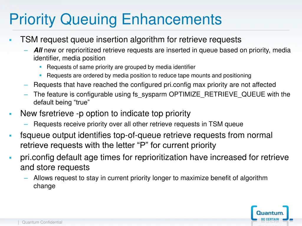 priority queuing enhancements