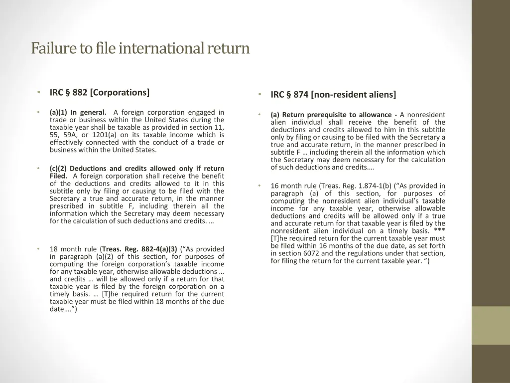 failure to file international return
