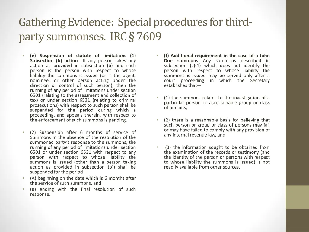 gathering evidence special procedures for third