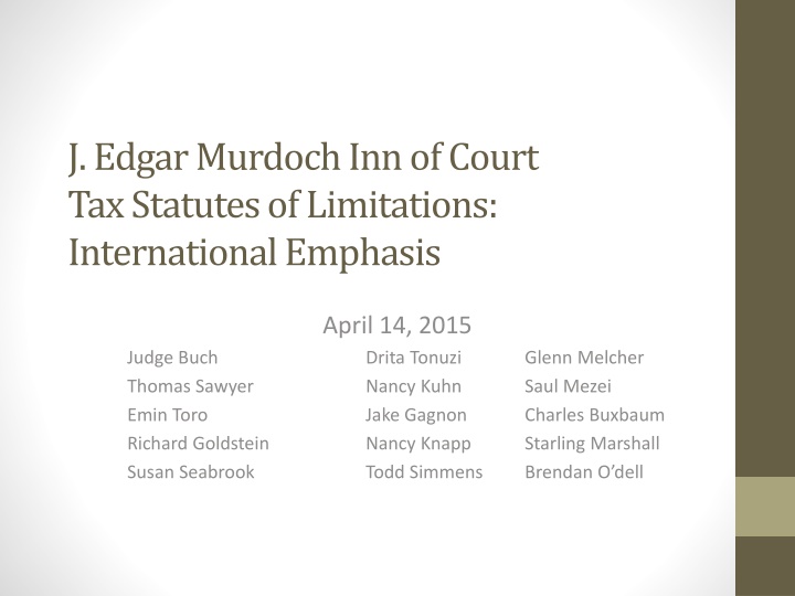 j edgar murdoch inn of court tax statutes