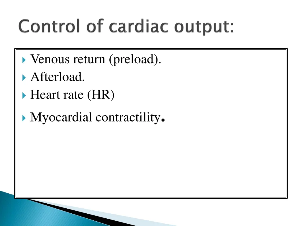 venous return preload afterload heart rate
