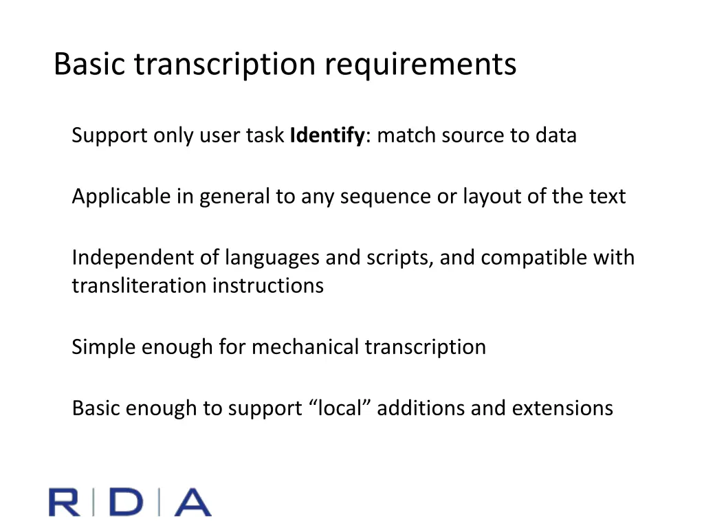 basic transcription requirements